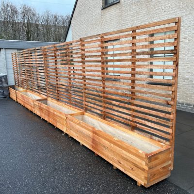 4x plantenbak met klimrek 200x40x40 (180) cm - naturel