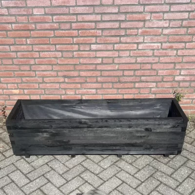 Zwarte plantenbak 150x40x40 cm