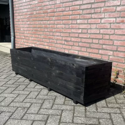 Zwarte plantenbak 160x40x40 cm