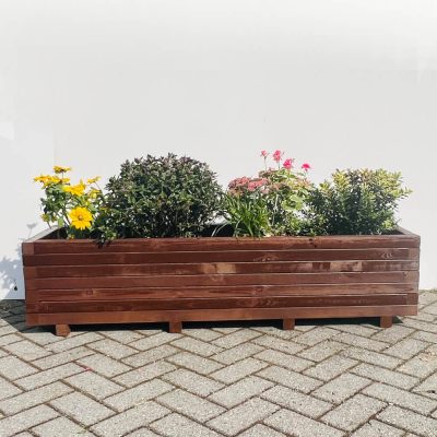 Plantenbak van hout 150x40x36 cm - bruin