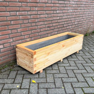 Plantenbak van hout - 140x40x36 cm - naturel