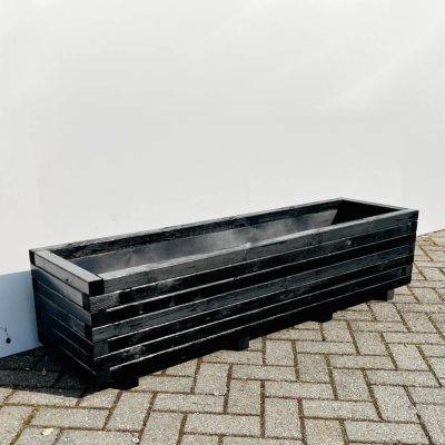 Plantenbak van hout 150x40x36 cm - zwart