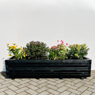 Plantenbak van hout 150x40x36 cm - zwart